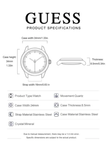 Đồng hồ nữ GUESS Quartz Analog, vỏ thép không gỉ, mặt số màu sâm panh, dây đeo thép không gỉ hai tông màu, chống nước 30M - GW0841L4 - Hồng - Xem 7