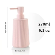 1 Bình đựng xà phòng lỏng sọc hồng, chai nhựa tròn hiện đại dùng để đựng nước rửa tay phòng tắm và nước rửa chén nhà bếp, trang trí phòng tắm, trang trí mùa thu, trở lại trường học - Hồng - Xem 6