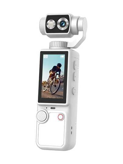 Cámara de Acción Q8 4K Ultra HD con Gimbal Integrado: Lente Giratorio de 180°, Pantalla LCD y Estabilización para Vlogs y Deportes