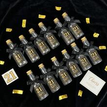 VICKYO 50套21岁生日派对迷你塑料瓶，包含瓶盖、丝带和“欢迎参加21岁生日派对”贴纸，可重复使用的迷你瓶，适用于21岁生日派对回礼、成人礼庆祝活动和派对装饰。 - 50 - 查看 1