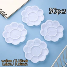 20/35/50 bảng màu vẽ bằng nhựa hình hoa mini - Khay đựng tranh sơn dầu nghệ thuật dành cho màu nước, acrylic và sơn dầu - trắng - Xem 18