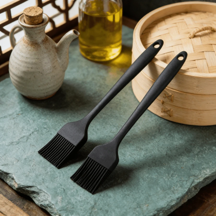 Silicone Basting Brush Set, Heat Resistant - For Oil, Sauce, Marinade, Dishwasher - Black (2/4/6 Pack) - Solid Color - View 1