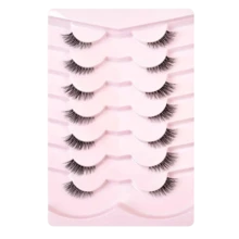 LIMEIKAI 7 Pairs/Set False Eyelashes, Semi-Transparent Lash Design, Lengthening Lashes, Natural Look, Suitable For Party And Club - Black - View 5