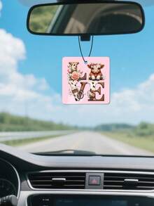 3pcs Cute Highland Cow Car Fragrance Diffuser Set, Funny Hanging Air Freshener, Suitable For Rear View Mirror, Long-Lasting Scent And Odor Removal. Pink Cow Design, Ideal For Female Car Decor And Cow Lover Gifts. Made Of Materials, Applicable To Cars, Trucks, SUVs, As Well As Home, Office, Bathroom, Closet, Dorm, And More, A Practical And Decorative Scented Gift. - Scented Tea - View 7