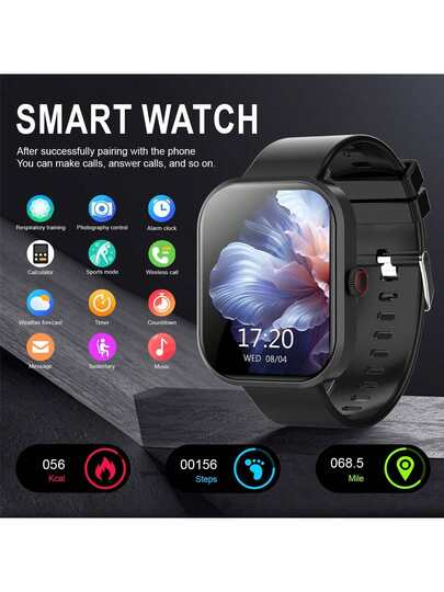 This Popular Unisex Smart Watch Features The Following Functions: Call Answering, Message Alerts, Music Control, Remote Camera Shutter, Step Counting, Calorie Tracking, Multiple Sports Modes, Alarm Clock, Incoming Call And Message Notifications, Compatible With Android And IOS Systems.