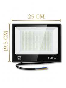 Reflector LED Ajustable de 150w con Grado de Protección Ip66 Alta Potencia Ultra Delgado Slim para Exteriores del Hogar Alta Iluminación Ajustable Rotación de 180 Grados con Chip LED Premium para el Jardín con Disipación del Calor Impermeable con Diseño Ergonómico Ligero - Negro - Ver 6