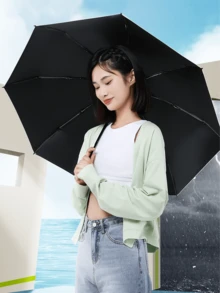 迷你折叠伞，轻便可折叠遮阳伞，UPF 50+ 双层设计，是海滩旅行的理想之选 - 彩色 - 查看 5