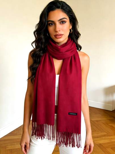 1 pieza Chal sólido a prueba de viento de 190*70cm para exteriores, bufanda delgada de moda unisex, adecuada para salas con aire acondicionado, bufanda de tamaño extra grande que mantiene el calor, se puede combinar con vestidos