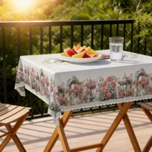 1pc Polyester Tablecloth With Flower And Clock Pattern, Durable And Washable, Suitable For Daily Home Use, Birthday Party, Themed Gathering, Outdoor Dining, Tea Party, Wedding, Restaurant Decor. Available In Multiple Sizes. - A - View 12