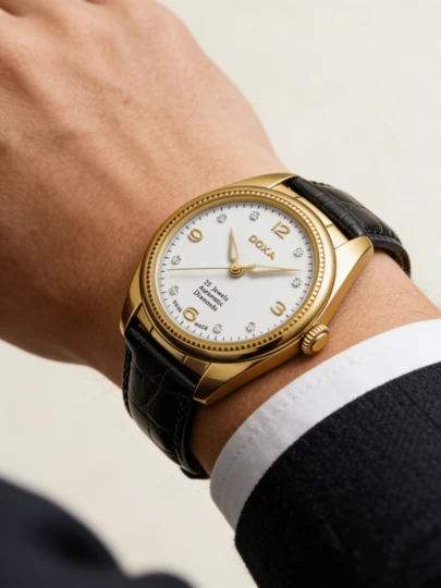 DOXA Swiss Executive Business Series Classic White Dial Men's Wristwatch, Silver Stainless Steel Case, Black Genuine Leather Strap, Sapphire Crystal, Quartz Movement, Minimalist Gentleman Style, Ideal For Business, Father's Day Gift, Luxury Brand, D118KWH