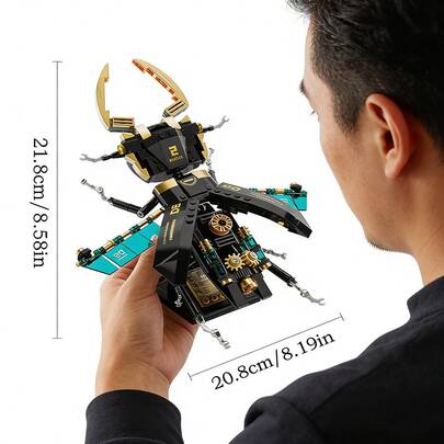 Bộ xếp hình bọ cánh cứng công nghệ cao 340 mảnh, mô hình động vật cơ khí, khối lắp ráp côn trùng, thiết kế độc đáo và chi tiết chân thực, chất liệu ABS bền chắc chất lượng cao, bao gồm đế đỡ, món quà hoàn hảo cho gia đình và bạn trai, quà sinh nhật, quà Giáng sinh, quà năm mới, quà Valentine.