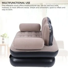 Inflatable Sofa Bed Portable Foldable Thickened Flocked PVC Blow Up Couch Mattress For Home Travel Camping Coffee Color - Multicolor - View 4