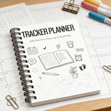 1本螺旋笔记本计划追踪器，集成日常作息、年度记录、情绪追踪生活管理日志，包含睡眠/体重/健康/步数/健身/情绪追踪功能，是习惯养成者、自我提升者以及任何需要追踪生活轨迹人士的理想礼物。 - A - 查看 5