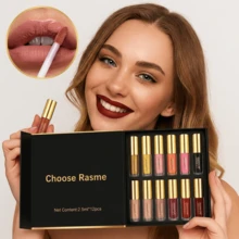 12-Piece Liquid Lipstick Set And 12/24-Piece Professional Lip Liner Combination, Matte Silky Lip Makeup Set, Suitable For Creating A Well-Defined Lip Effect, Long-Lasting Waterproof, Non-Stick Cup Lip Color, Women's Gift Set, Butterfly Shiny Shell, Is The Perfect Gift Choice For Christmas. Easter Gift - 新多色 - 查看 8
