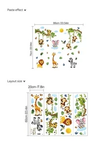 2片森林动物和绿色植物墙贴，可爱泰迪熊树枝墙贴，泰迪熊蝴蝶秋千家居装饰墙贴，适用于婴儿房、卧室、客厅，色彩鲜艳，美丽的森林动物图案，采用乙烯基材料制成，简单而优雅。 - 森林動物 - 查看 14