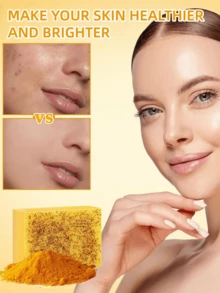 Lemon Turmeric Kojic Soap,Natural Handmade Soap,Turmeric Soaps Bar For Face And Body, Smooth Skin Tumeric Soapes,Deep Cleansing Soaps For Men & Women - Lemon - Xem 6