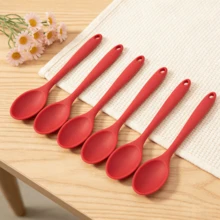 8" Silicone Basting Spoon, Heat Resistant Non-Stick - For BBQ, Baking - , Dishwasher - Red (2/4/6 Pack) - Red - View 15