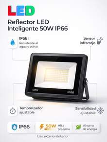 DOSYU Reflector LED Ajustable de 50w con Grado de Protección Ip66 Alta Potencia Ultra Delgado Slim para Exteriores del Hogar Alta Iluminación Material Resistente Ajustable Rotación de 180 Grados con Chip LED Premium para el Jardín con Disipación del Calor Impermeable con Diseño Ergonómico Ligero - Blanco - Ver 7