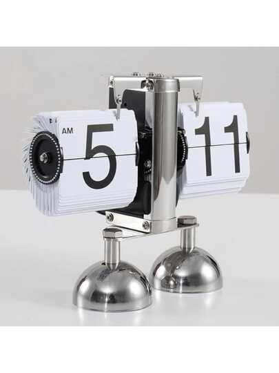 翻盖式复古桌面时钟，复古翻页式数字时钟，机械钟，自动翻页式桌面时钟，电池供电内置齿轮驱动办公及家居装饰翻页式桌面时钟