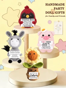 Hand-Crocheted Desk Decorations: Whimsical Sci-Fi Figures, Animal And Plant-Themed Dolls, And Cute Cartoon Designs-A Heartwarming, Handcrafted Gift That Brings Joy And Positivity. These Make Excellent Birthday Gifts For Close Friends, Girlfriends, Or Sisters, Or As Small Tokens Of Friendship For Girl. - Multicolor - View 3