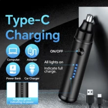 Máy tỉa lông tai và mũi nhỏ gọn, cầm tay dành cho nam giới, máy tỉa lông mũi điện sạc USB, máy tỉa lông mày và lông mặt không gây đau, dụng cụ tỉa lông mũi, dung lượng pin 500mAh. - nhiều màu - Xem 4