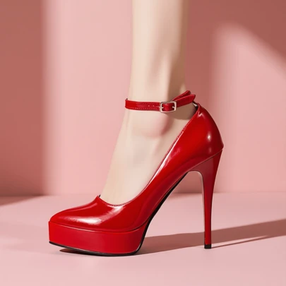 Women's Fashionable & Comfortable Strap Low Vamp Non-Tiring Versatile Stiletto High Heel Pumps
