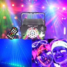 3-In-1 Stage Lighting DJ Disco Light Effects, UV Laser Light, RGB Sound-Activated Strobe Light With Remote Control, Suitable For Indoor Festivals, Birthdays, Home Parties, Karaoke, Bars, KTV, Weddings, Celebrations - USB Plug-in Version - View 2