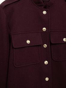 DEEKA Autumn/Winter New Women's Jacket, European And American Style French Design Fashion Versatile Soft Burgundy Wool Blend Short Blazer Coat Fall - Wine Red 1 - View 10