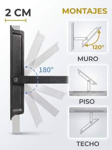 Reflector LED Ajustable de 150w con Grado de Protección Ip66 Alta Potencia Ultra Delgado Slim para Exteriores del Hogar Alta Iluminación Ajustable Rotación de 180 Grados con Chip LED Premium para el Jardín con Disipación del Calor Impermeable con Diseño Ergonómico Ligero - Negro - Ver 7