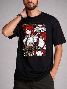 Unisex Makima Anime T-Shirt 100% Cotton Streetwear Launch Shipping In Various Colors!! - màu đen - Xem 3