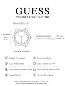 Guess Men's Quartz Watch, Made Of Stainless Steel, Stylish And Simple, Suitable For Daily Wear, A Gift For Men, Suitable For Giving As A Gift On Special Occasions,W0601G2 - Dark Blue - View 8