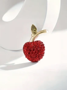 1pc Cute Small Apple Brooch For Women, Premium Quality, Anti-Slip Clasp, Fruit Brooch Accessory For Coat And Suit - Red - View 1