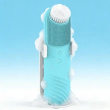 2-In-1 Electric Silicone Facial Cleanser With Red Blue Light Therapy, USB Rechargeable Portable Face Cleaning Brush Skin Care Beauty Massager For Home Personal Use - View 1