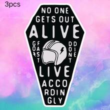 ALIVE 頭盔「NO ONE GETS OUT ALIVE」硬核生活態度棺材造型貼紙，防水乙烯基貼紙，耐用光滑表面，自黏式車貼，適用於汽車、窗戶、筆記本電腦、卡車、水壺，多功能耐用設計 - 乙烯基 - 查看 11
