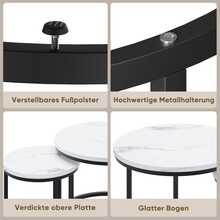 White Coffee Table 2-Piece Set / 60cm Metal Frame Round Side Table / Modern Coffee Table 2-Piece Set / Suitable For Living Room, Bedroom, Balconies, Patios, Offices, Small Spaces - White - View 7