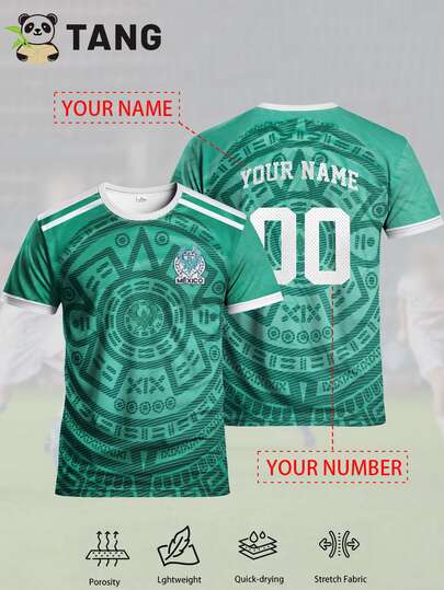 Áo đấu sân nhà Mexico 25/26, Áo bóng đá nam tùy chỉnh với tên và số, Áo thể thao cổ tròn thoải mái, Áo thun bóng đá cá nhân hóa mềm mại và nhẹ, Thích hợp cho tập luyện bóng đá, mặc thường ngày và làm quà tặng.
