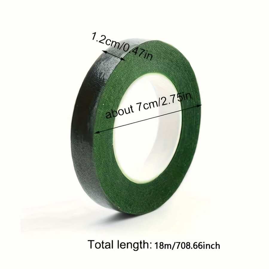 5pcs Floral Tape Flower Tape Dark Green Floral Tape For Bouquets Floral Arranging Stem Wrap Craft, Wedding Decoration Handmade DIY Wrapping Flower Green Tape Making Materials - Light Green - View 1