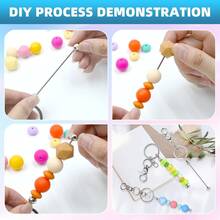 20pcs Assorted Beaded Keychain Kit - DIY Keychain Making Supplies With Metal Blanks, Suitable For Crafts, Jewelry, Accessories, Customization Projects - Blank Chains For Beaded Keychain Design (Silver/Colorful/Black) - Set - View 8