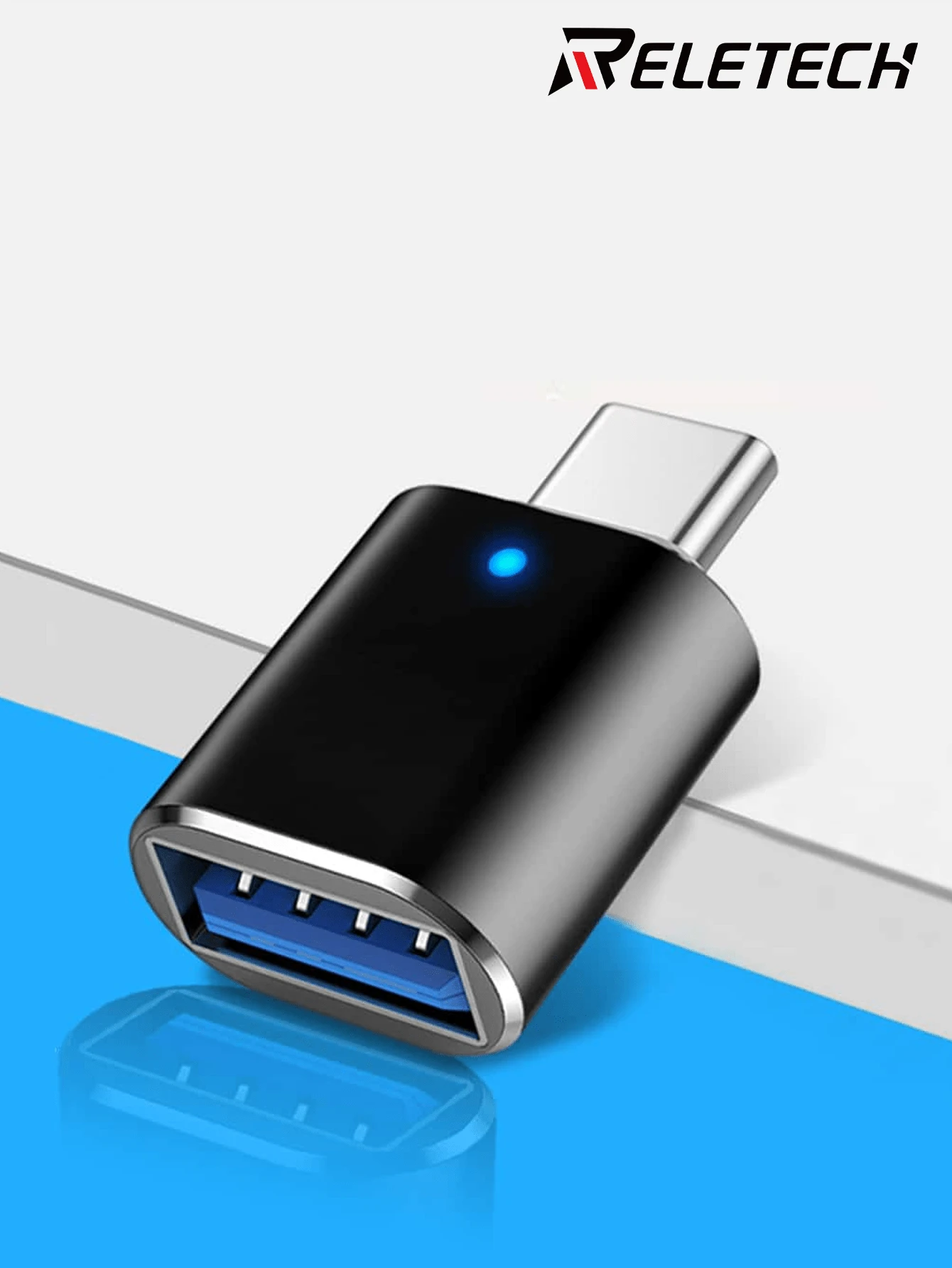 Reletech 1/3pcs Type-C Adapter, OTG USB To Type-C Converter For Smartphones, Tablets, C-Port Adapter, USB Flash Drive, Car Charger - Black - View 1