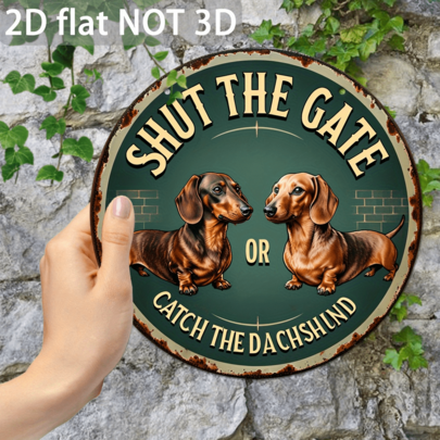 2D Flat, 1pc Vintage Iron Sign "Close Door Or Get Caught By German Short-Legged Dog", Rustic Home Bar And Porch Art, Perfect Gift For Dog Lovers, Garage Or Boys' Room Decor, Outdoor Decoration. Suitable For 11 Holidays, No Rope Included. Pre-Drilled Holes, Style As Shown In Size Chart