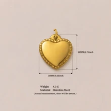 1 Peça Pingente de Medalhão em Formato de Coração Vintage em Aço Inoxidável Dourado 18K, Pingente Gravado em Estilo Barroco e Gótico, Pingente Romântico de Chave e Cadeado em Formato de Coração, Adequado para Confecção de Joias DIY Diárias para Mulheres e Casais. - Multicolorido - Visão 16
