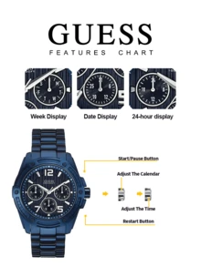 Guess Men's Quartz Watch, Made Of Stainless Steel, Stylish And Simple, Suitable For Daily Wear, A Gift For Men, Suitable For Giving As A Gift On Special Occasions,W0601G2 - Dark Blue - View 5