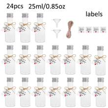 Bộ 24 chai rượu mini có nắp, 4 chai/chai nhỏ, kèm 2 phễu, quà tặng kỷ niệm ngày cưới có nhãn cảm ơn, có thể tái sử dụng với nhiều dung tích khác nhau, thích hợp làm quà lưu niệm cho tiệc công viên nước/bể bơi, trang trí tiệc sinh nhật, quà lưu niệm du lịch/tuần trăng mật cho các cặp đôi, tiệc nướng ngoài trời và quà tặng ngày lễ phiên bản giới hạn. - Trong suốt - Xem 13