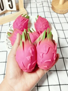 逼真火龙果挤压球，解压玩具，逼真水果挤压玩具，缓解压力，成人挤压玩具，感官手指迷你抗压玩具，复活节篮子填充物，课堂奖励，派对用品 - 彩色 - 查看 5