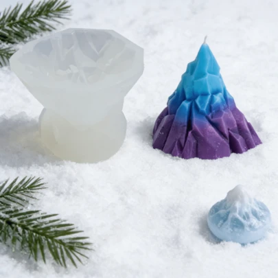 Khuôn silicon làm nến hình núi lửa băng 3D, khuôn đúc xà phòng thơm, khuôn đúc nhựa, khuôn làm núi tuyết thủ công, đồ trang trí nhà cửa, quà tặng.