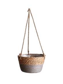 1pc Woven Hanging Planter Basket, Handmade Wicker Flower Pot For Greenery - Beige - View 15