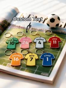 Personalised Football Shirt Name And Number Keychain, Custom Engraved Stainless Steel Keyring For Sport Fans - 6cm Jersey Keychain - View 1
