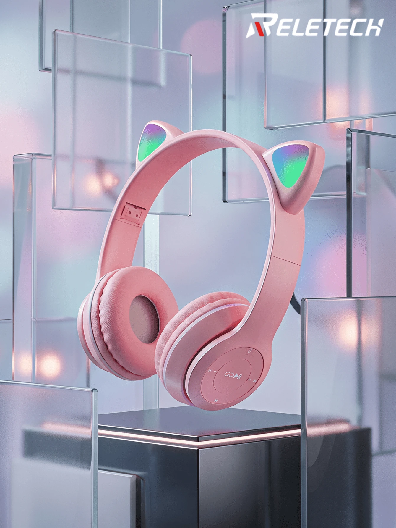 Reletech Half-Ear Design, Stereo, Long Battery Life, Low Latency, Sweat-Proof, Foldable Cartoon Earring Wireless Headphones