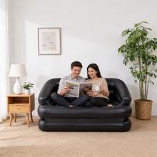 5-In-1 Inflatable Air Sofa Bed Multi-Function Double Air Bed Foldable Couch Lounge Chair Portable - Blue - View 7