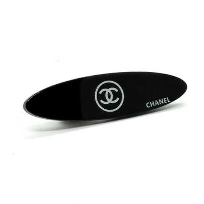CHANEL Pinza de pelo clásica con doble C, pasador de pelo ovalado de acetato con logotipo, beige/café/negro (3 opciones de color)